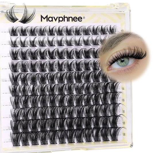Eyelash Clusters Wispy Lash Extensions Natural Individual Lashes D-Curly Cluster Lashes 10-18MM DIY at Home Cluster Eyelash Extensions 120 Pcs Eye Lash Clusters by Mavphnee