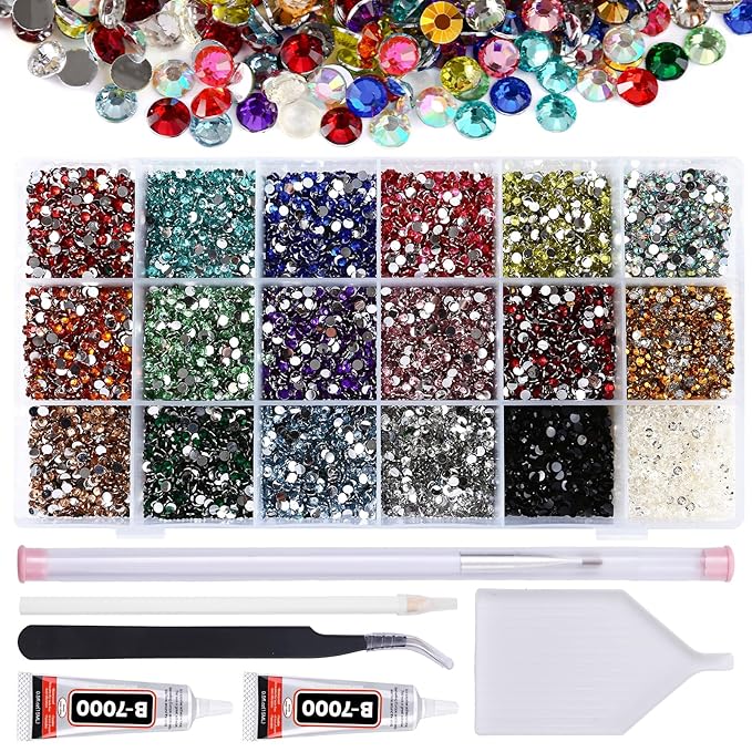 36000Pcs 3mm Mixed Color Flatback Rhinestones Kit for Nail Crafts DIY Decoration Non-hotfix Resin Round Shape Crystal