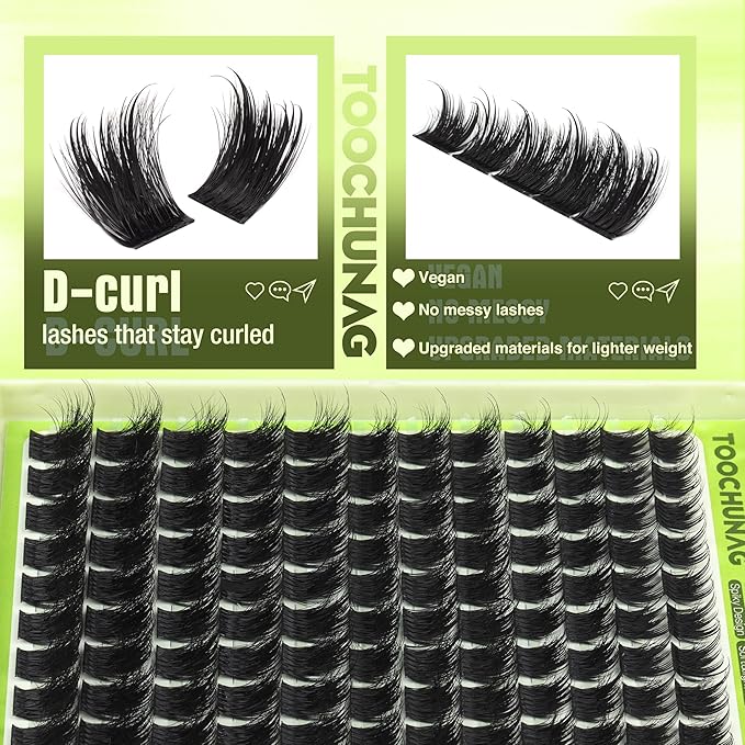Spiky Lash Clusters 300D Fluffy Eyelash Clusters 12-20mm Volume Cluster Eyelash Extensions D Curly Mink Individual Cluster Lashes with Spikes for DIY Manga Lash Extension by TOOCHUNAG