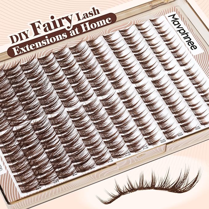 Brown Lash Clusters Spiky Eyelash Extensions Fluffy Fairy Dark Brown Individual Lashes Anime Cluster Lashes Extensions C Curve Eyelash Clusters Soft Vibe 10-16MM DIY Lash Pack