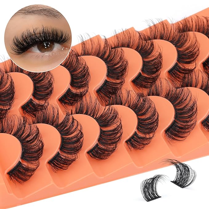 Full Cluster Lashes Natural Strips False Eyelashes Wispy Individual Lashes that Look Like Extensions 7 Pairs Multipack by Eefofnn