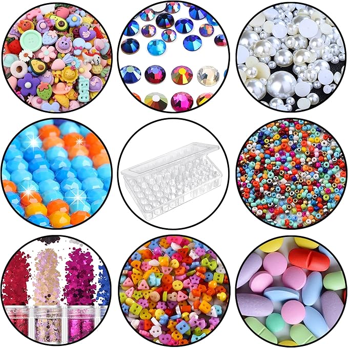 Notgia 1pack 60 Grids Bead Organizer and Storage Diamond Painting Containers Portable Plastic Case Box Arts Crafts Storage for Seeds Beads Sewing Cosmetic Nail Glitter Powder Small Parts Rhinestones