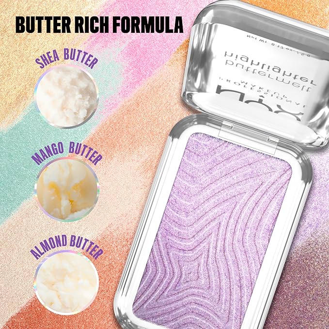 NYX PROFESSIONAL MAKEUP Buttermelt Highlighter, Powder Highlighter Makeup, With Up to 12H Wear and High Impact Glow - 40 No 1 Butta (Holographic Lavender)