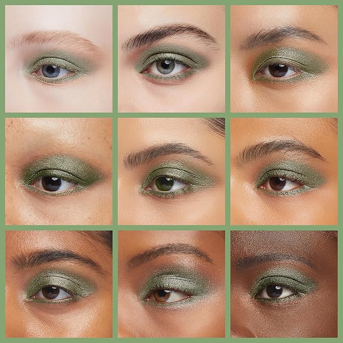 Jade Green Shimmering Eucalyptus Olive Soft Pressed Powder Single Vegan Eyeshadow; Talc, Paraben & Cruelty Free