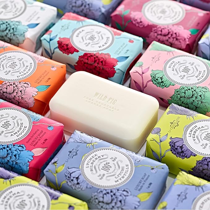 La Chatelaine Oud Rose Triple Milled Bar Soap and 20% Shea Butter Hand Cream Gift Set, Gift for Mom, Decorative Tin, Plant-Based, Natural & Organic, Made in France (7 oz. soap bar, 1 oz. hand lotion)