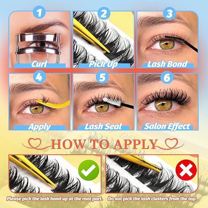 Fyonas Wispy Lash Clusters 60D+80D+100D Spiky Volume Cluster Eyelash Extensions with Spikes 300Pcs D Curl Thick Fluffy Eyelash Clusters 10-18mm DIY Manga Individual Lashes (Cactus Bloom)