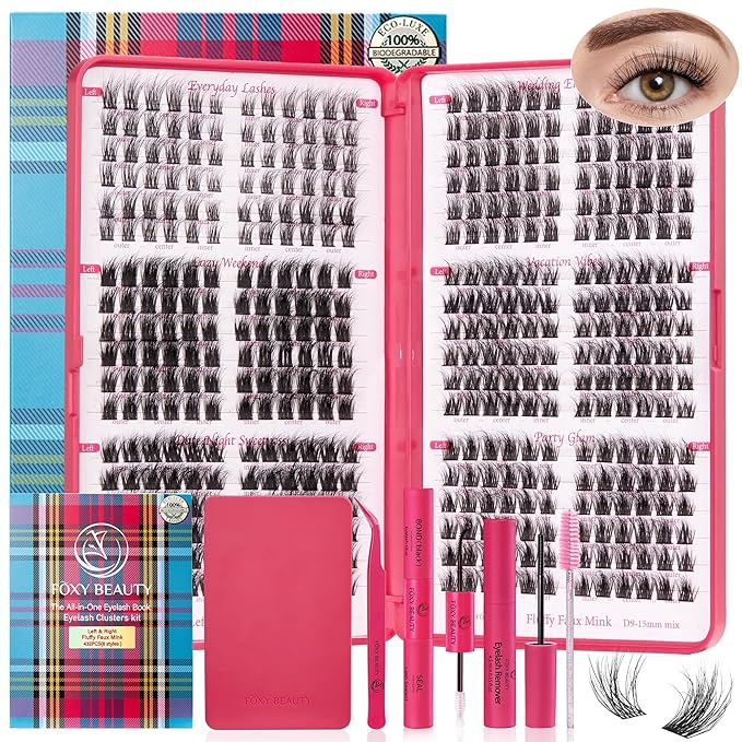 Lash Clusters Natural & Fluffy Lash Extension Kit Biodegradable Eyelash Clusters Cruelty Free False Eyelashes Lightweight
