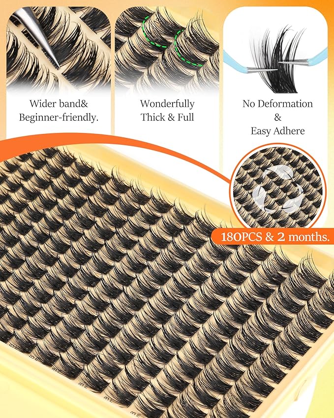 Spiky Manga Lash Clusters 180pcs D Curly Cluster Eyelash Extensions 12-20mm Long Eyelash Clusters Anime Lashes Clusters Thick Volume False Eyelashes Individual DIY Lash Extension by TOOCHUNAG