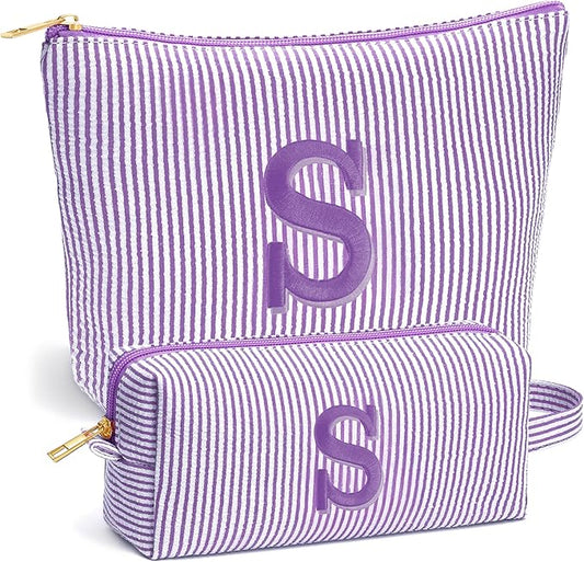 Sister Birthday Gifts for Girls - Travel Makeup Bag, Big Sister Gifts for Girls 6-12 Year Old Girl Gift Teen Girl Gifts Trendy Stuff, Personalized Cute Stuff Initial Makeup Bags, Purple r S