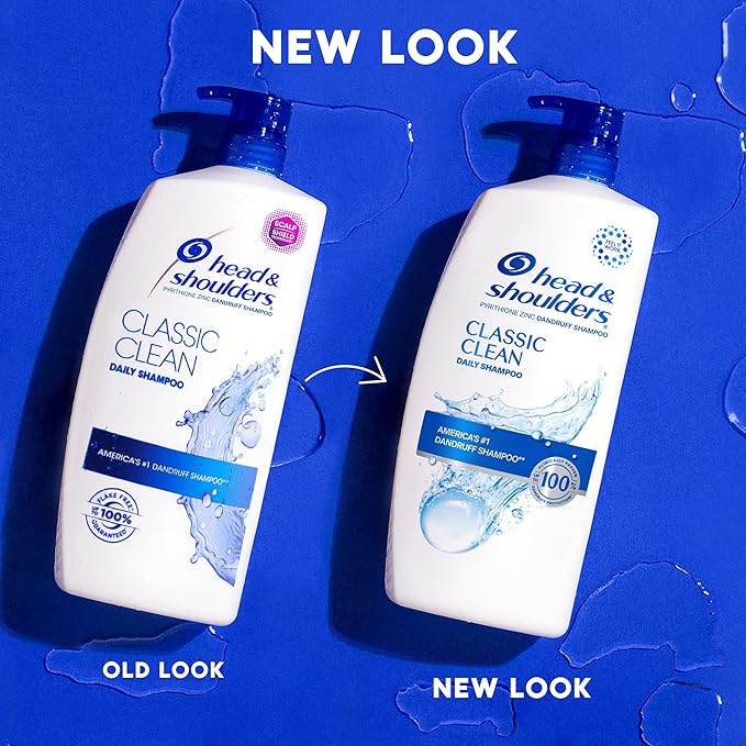 Head & Shoulders Dandruff Shampoo, Classic Clean, Anti-Dandruff Daily Use Treatment, Moisturizing, Flake Control, Paraben-Free, Color-Safe, Safe for All Hair Types - Dry, Itchy Scalp, 28.2 Fl Oz