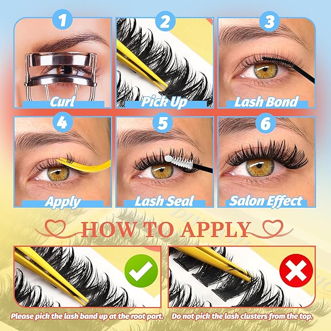 Fyonas Manga Lash Clusters 60D+80D+100D Spiky Thick Cluster Eyelash Extensions with Spikes 290Pcs D Curl Volume Fluffy Eyelash Clusters 10-18mm DIY Wispy Individual Lashes (Thorn Dense)