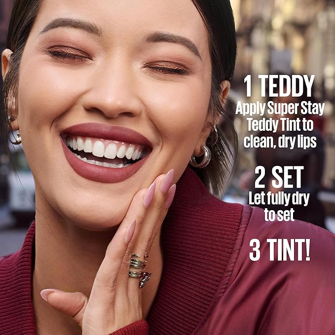 MAYBELLINE Super Stay Teddy Lip Tint, Long Lasting Matte Lipstick For Up To 12HR Wear, July Forever, 1 Count