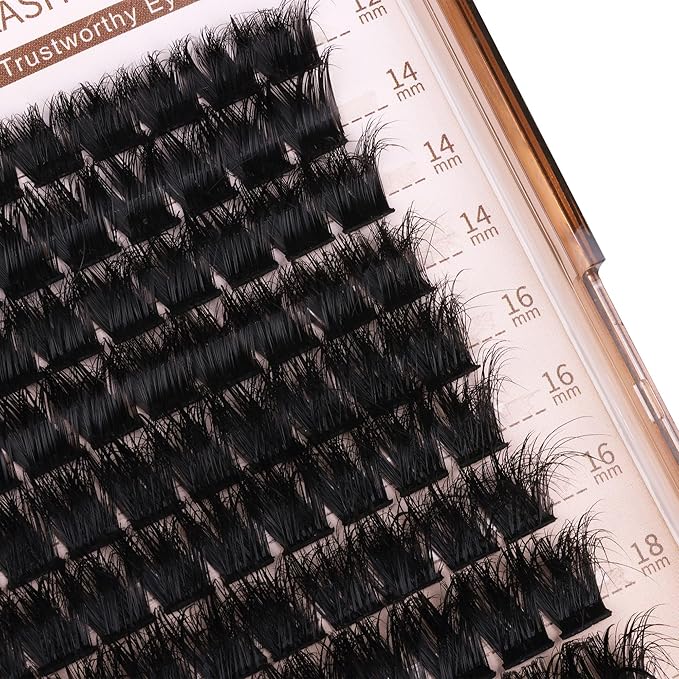 Geeneiya 200D Lash Clusters Kit Thick Lash Extension Kit 10-20mm Wispy Cluster Eyelash Extensions Individual Eyelashes Kit with Lash Bond and Seal DIY Lashes Applicator for Beginners