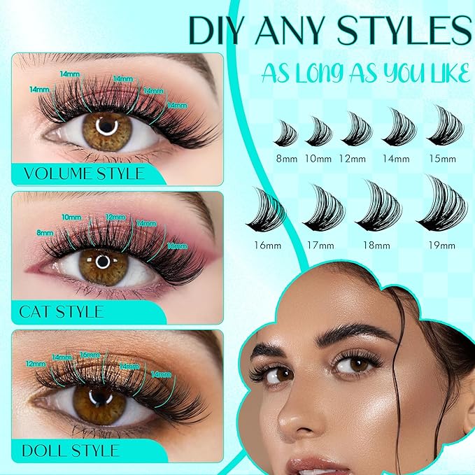 Eyelash Clusters Fluffy Lash Clusters Thick 280pcs Cluster Eyelash Extensions DIY At Home Individual Lashes Cluster Lashes by GEMERRY（100P-10-18mm)