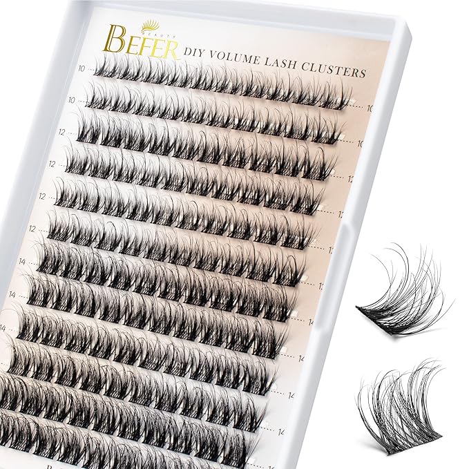 BEFER Lash Clusters, 120 Pcs 3D Curl Eyelash Clusters Volume Individual Lashes Extensions 10-16MM Wispy Eyelash DIY At Home(Vigor, ZE02)