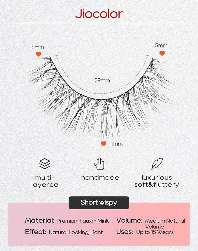 False Eyelashes Wispy Lashes Natural Look Wispies Eyelashes 7 Pairs Soft Faux Mink Lashes 3D Volume Fluffy Fake Eyelashes Packs