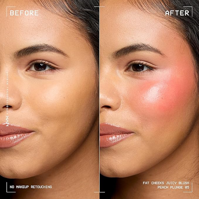 NYX PROFESSIONAL MAKEUP Fat Cheeks Liquid Blush, Buildable, Dewy Blush with Long-Lasting 12HR Wear - Peach Plunge (Bright Peach)