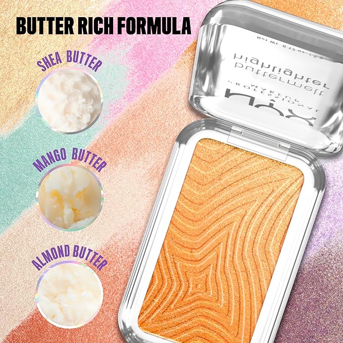 NYX PROFESSIONAL MAKEUP Buttermelt Highlighter, Powder Highlighter Makeup, With Up to 12H Wear and High Impact Glow - 30 Butta Bling (Light Copper)
