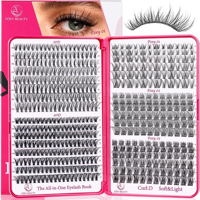Lash Clusters 536PCS Lashes Wispy Lash Clusters Kit D Curl Lash Extension Kit Eyelash Clusters 30D40D for DIY Natural Look 8-16MM