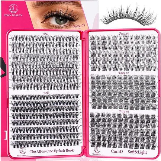 Lash Clusters 536PCS Lashes Wispy Lash Clusters Kit D Curl Lash Extension Kit Eyelash Clusters 30D40D for DIY Natural Look 8-16MM