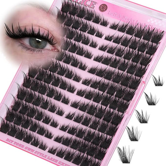 ALICE Wispy Volume Lash Clusters Left & Right Cat Eye Cluster Eyelash Extensions Hybrid Spiky Eyelash Clusters Thin Band Fairy Anime Lash Extensions