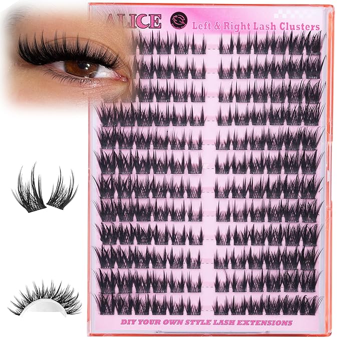 ALICE Lash Clusters with Spikes Eyelash Clusters Left & Right Cat Eye Cluster Eyelash Extensions Thin Band Anime Manga Lash Extensions Individual Lashes DIY Beginner Friendly