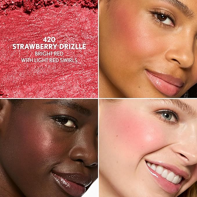 COVERGIRL TruBlend Skin Enhancer Baked Luminous Blush, with Hyaluronic Acid & White Rose Extract, Blends Seamlessly - Strawberry Drizzle (Bright Red with Light Red Swirls)