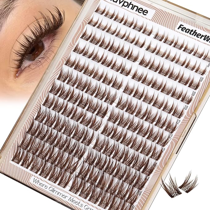 Brown Lash Clusters Spiky Eyelash Extensions Fluffy Fairy Dark Brown Individual Lashes Anime Cluster Lashes Extensions C Curve Eyelash Clusters Soft Vibe 10-16MM DIY Lash Pack