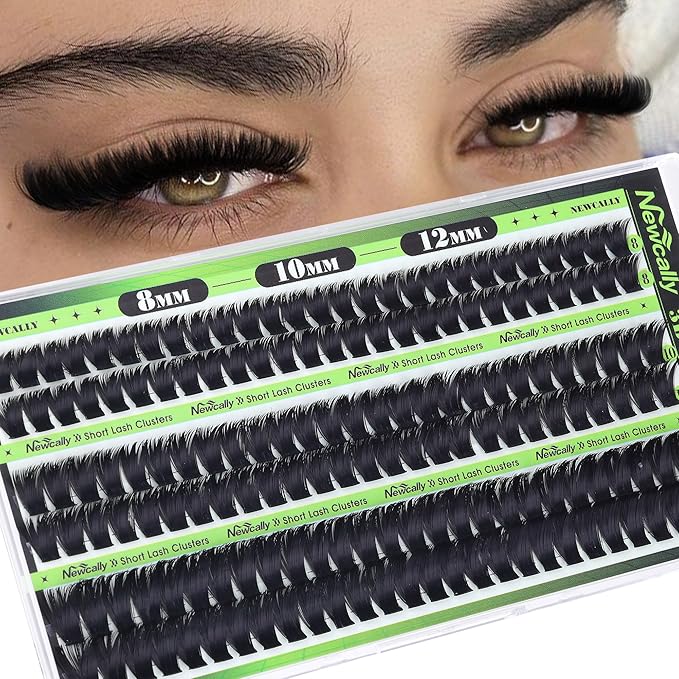 Volume Lash Clusters Fluffy Short 8-10-12MM Cluster Eyelash Extensions Thick Eyelash Clusters D-curly Lash Extension Individual Lashes Long-lasting Effect by Newcally