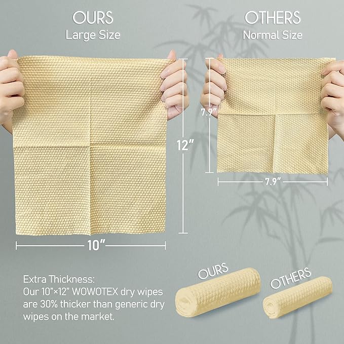 WOWOTEX Bamboo Rayon Disposable Face Towel Biodegradable Large Dry Face Wipes 240 Count / 4 Boxes Extra Thick Soft Clean Facial Towels for Sensitive Skin, Makeup Removing, Facial Cleansing, Nursing