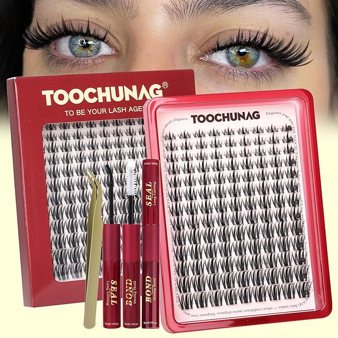 TOOCHUNAG Fairy Lash Clusters Kit 8-18mm Manga Eyelash Extension Kit Wispy Cluster Lashes Extensions Anime Individual Lashes Clusters Kit with Bond and Seal and Tweezers