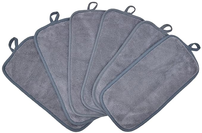 BloomSesame Makeup Remover Cloths for Face, Eye, Lips - Reusable Makeup Remover Pads Soft Microfiber Facial Cleansing Cloths 6 x 12 inch 6 Pack (Gray)