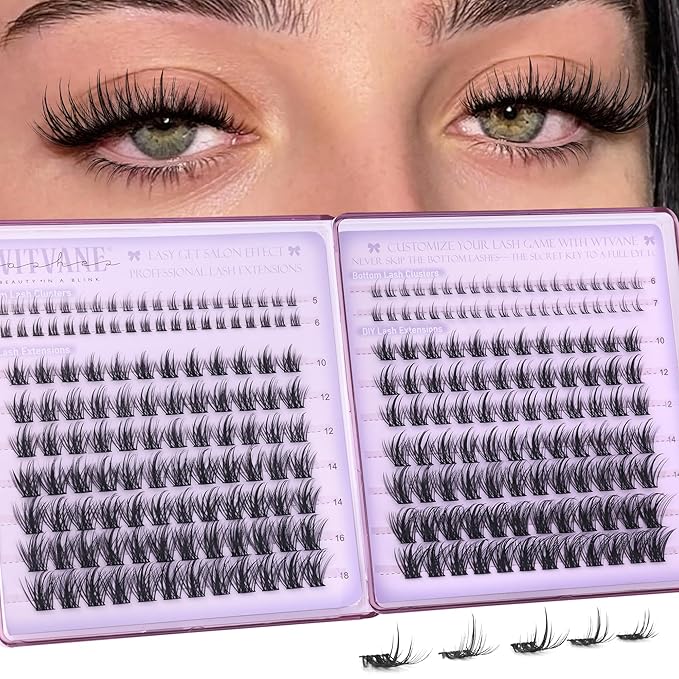 Wtavne Wispy Lash Clusters Fairy Eyelash Clusters Natural 10-18mm Cluster Eyelash Extensions with 5-7mm Bottom Lashes DIY 248Pcs Individual Lashes Extensions at Home Manga Eyelash Clusters with Spikes