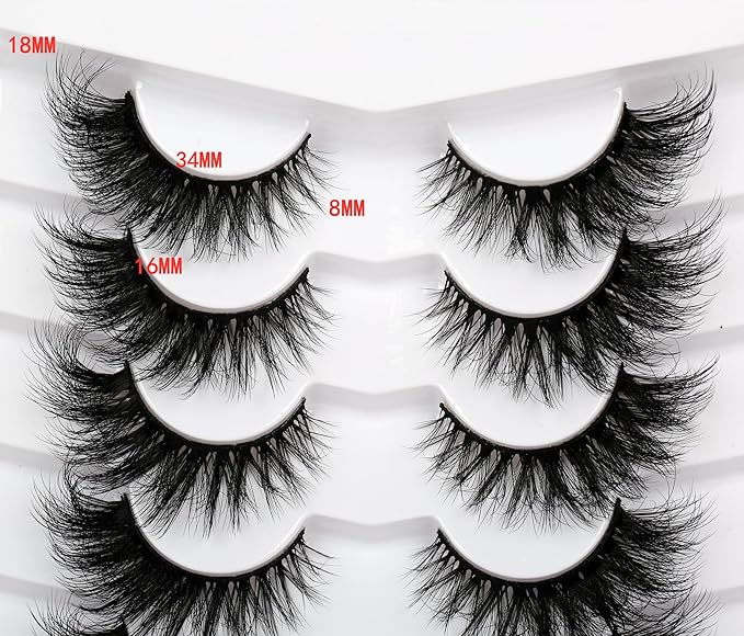 Pooplunch False Eyelashes Volume Cat Eye Lashes Winged Look 8D Dramatic 18MM Wispy Natural Crossed Fake Eyelashes Faux Mink Lashes Strips 7 Pairs Pack
