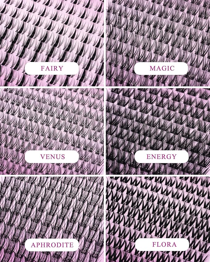 Fairy Lash Clusters Kit 8-18mm Manga Eyelashes Cluster Extension Kit D Curl Individual DIY Fake Lashes Extensions Wet-Look Spiky Anime Self Adhesive False Eyelashes, 0.03mm Ultra-Thin Invisible Band
