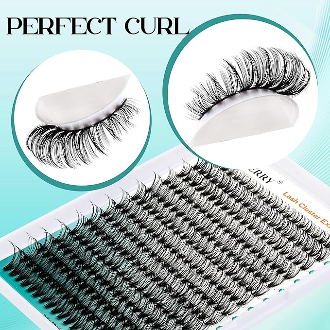GEMERRY Lash Extension Kit DIY 280pcs Lash Clusters Kit Eyelash Extension Kit D Curl Individual Lashes Kit with Lash Bond and Seal Lash Tweezers for Self Use（30P+40P-10-18mm)