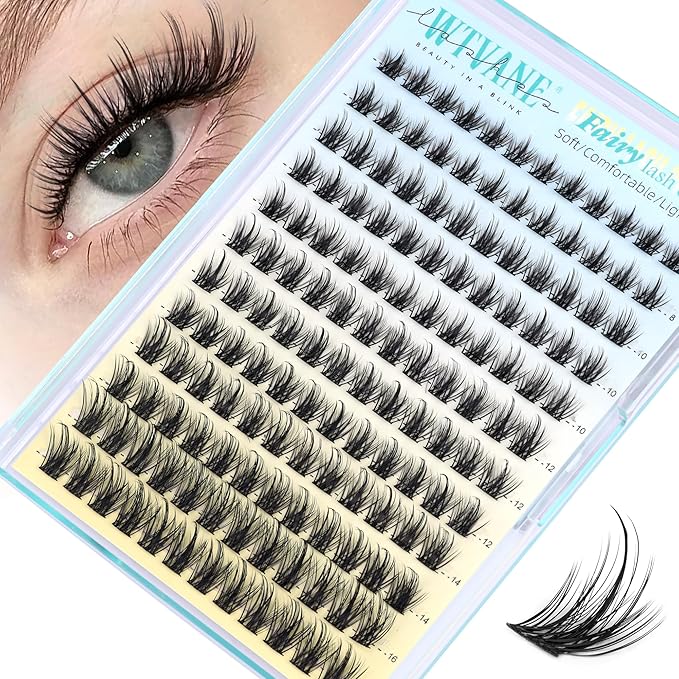 Wtvane Lash Clusters Wispy Eyelash Clusters Manga Lashes Cluster Eyelash Extension Natural Lashes Clusters Fairy False Lashes DIY Individual Lash Extension Thin Band Lash Clusters with Spikes