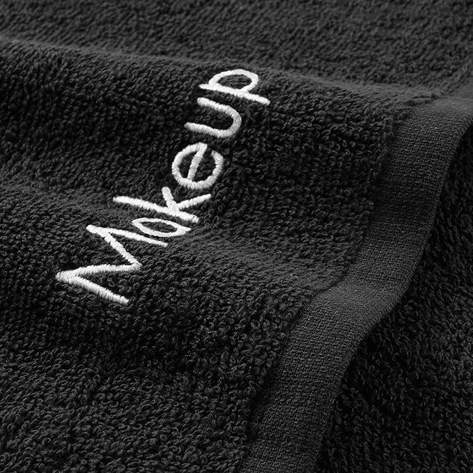 Arkwright Makeup Towels - Bulk Case of 144 - Soft & Gentle Cotton Washcloth Face Make Up Remover, Reusuable Eraser Cloth Essentials for Hosts & Artists, 13 x 13 in, Black