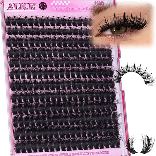 ALICE Lash Clusters Eyelash Clusters - Wispy Volume Eyelash Extensions with Spikes - 228pcs 10-18mm 100D Waterproof Individual Lashes for Dramatic Look and Customizable Styles