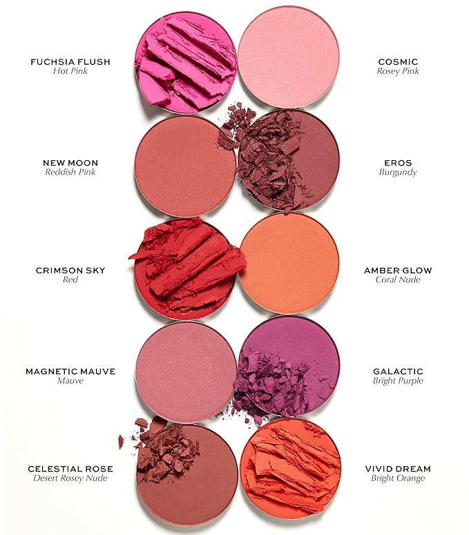 MAKE Beauty Skin Mimetic Microsuede Blush - Matte Powder Blush for Cheeks with Long Lasting Color - Non Comedogenic, Travel Size Makeup Single Palette. Shade - Fuchsia Flush (Pink)