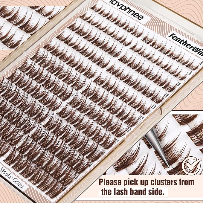 Brown Lash Clusters Spiky Eyelash Extensions Fluffy Fairy Dark Brown Individual Lashes Anime Cluster Lashes Extensions C Curve Eyelash Clusters Soft Vibe 10-16MM DIY Lash Pack