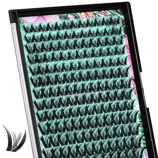 Lash Clusters Manga 168Pcs Eyelash Cluster Wet Look Ultra-Thin Invisible Lash Band Eyelashes Extensions Spiky Anime Wide Span Lashes(Kitten,C-Mix10-18mm)