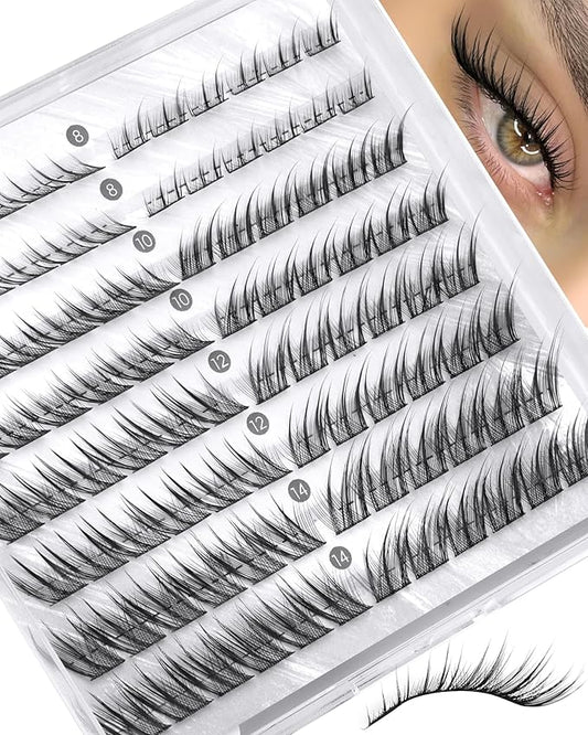 Fox Eye Lash Clusters Natural Clusters Eyelash Extensions 8-14MM Short Eyelash Clusters LC-Curly Pre-Mapped Lash Clusters Cat Eye Anime Individual Lashes Spikes Fox Eyes Lash Extension by Zegaine