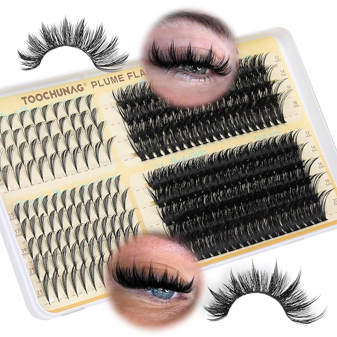 TOOCHUNAG Anime Spikes Lash Clusters 80D+100D Spiky Cluster Eyelash Extensions Volume Eyelash Clusters for DIY Plume Flake Lashes Extension 4 Styles Long Wispy individual Lashes (280pcs-12-23mm)