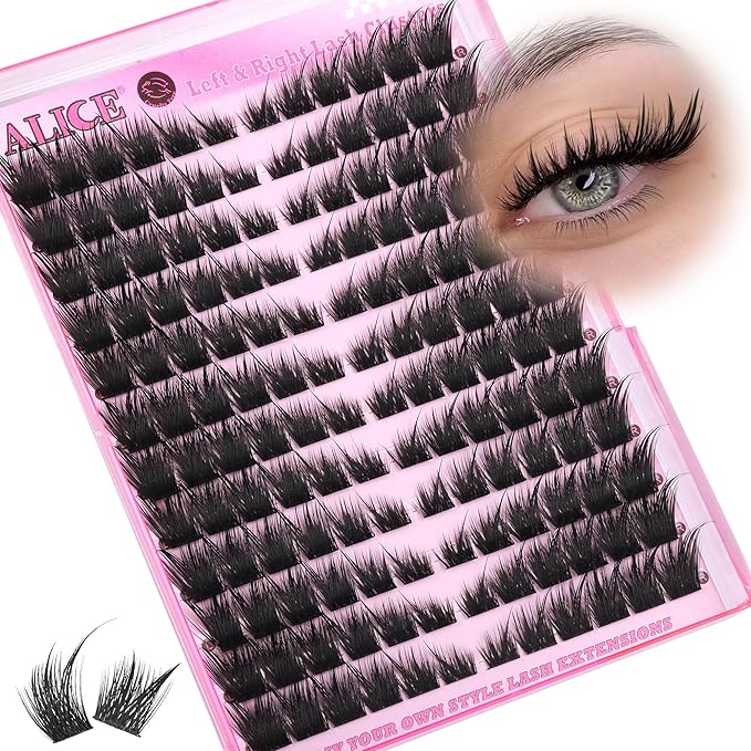 ALICE Wispy Volume Lash Clusters Left & Right Cat Eye Cluster Eyelash Extensions Hybrid Spiky Eyelash Clusters Thin Band Fairy Anime Lash Extensions