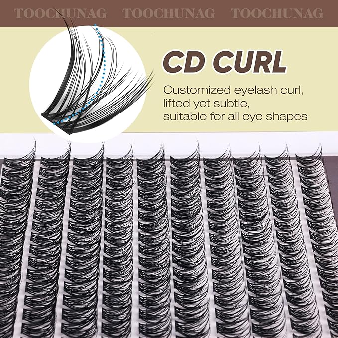 TOOCHUNAG Lash Clusters Wispy Fairy Eyelash Clusters 10-14mm 160pcs Natural Cluster Eyelash Extensions Curly Cluster Lashes Thin Band False Eyelashes Clusters DIY Individual Lash Extension