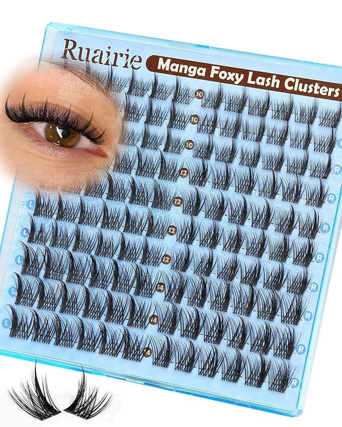 Manga Lash Clusters Natural 10-14mm Eyelash Clusters Wispy Cluster Eyelash Extensions Spiky Lashes Clusters Anime Eyelashes Clusters Fox Eye Cluster Lashes C-Curly DIY Lash Extension by Ruairie
