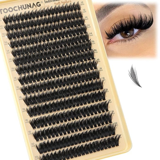 Spiky Lash Clusters 300pcs 100D Long Eyelash Clusters 12-20mm Manga Lashes Individual Volume Cluster Eyelash Extensions Thick DIY Plume Flake Cluster Lash Extension by TOOCHUNAG