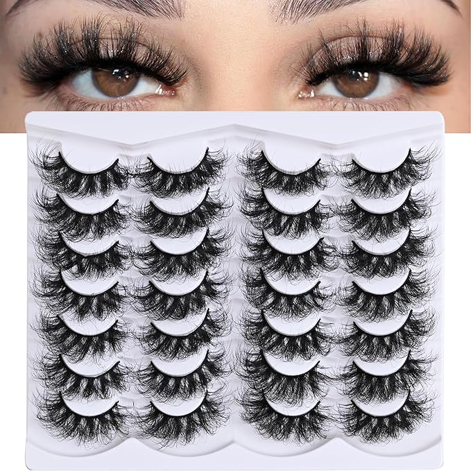 Mink Lashes Thick Long Lashes False Eye Lashes Mega Look 5D Volume Dramatic 27mm Dramatic Waterproof Eyelash Clusters Soft Fake Eyelashes Pack by Yaiseiko（14 Pairs）