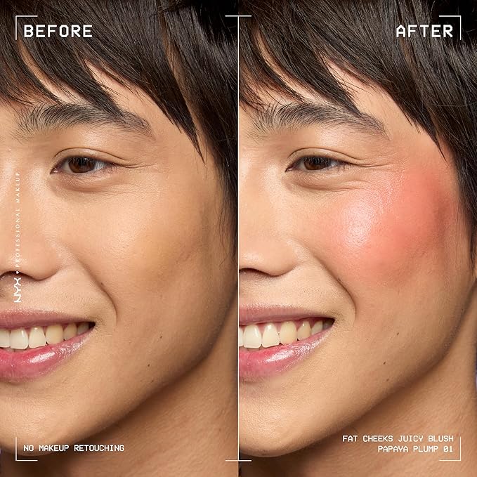 NYX PROFESSIONAL MAKEUP Fat Cheeks Liquid Blush, Buildable, Dewy Blush with Long-Lasting 12HR Wear - Papaya Plump (Soft Rose)